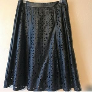 Faux perforated leather like a-line skirt